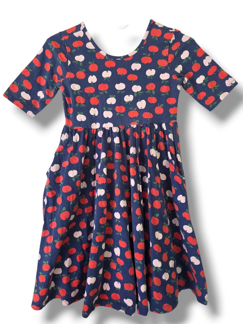 Hanna Andersson Girls 10 140cm Apple Print Skater Pocket Dress